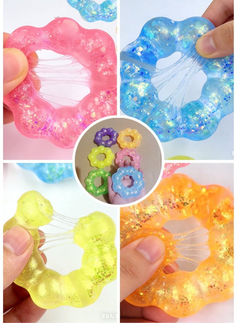 6PCS Stress Bracelet Sensory Toys, Soft and Elastic, Hand Exercise Balls, Sequined Stress-Relieving Toys Suitable for Boys, Girls, Children, and Adults - Image 4